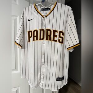 Nike Padres Machado White and Brown Striped Jersey